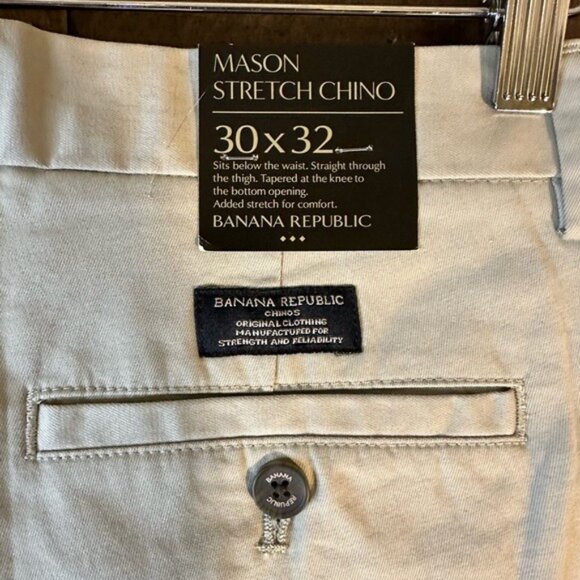 Banana Republic Mason Stretch Chino Pants 30X32 Beige Slim Fit Mens Casual Wear - Picture 3 of 5